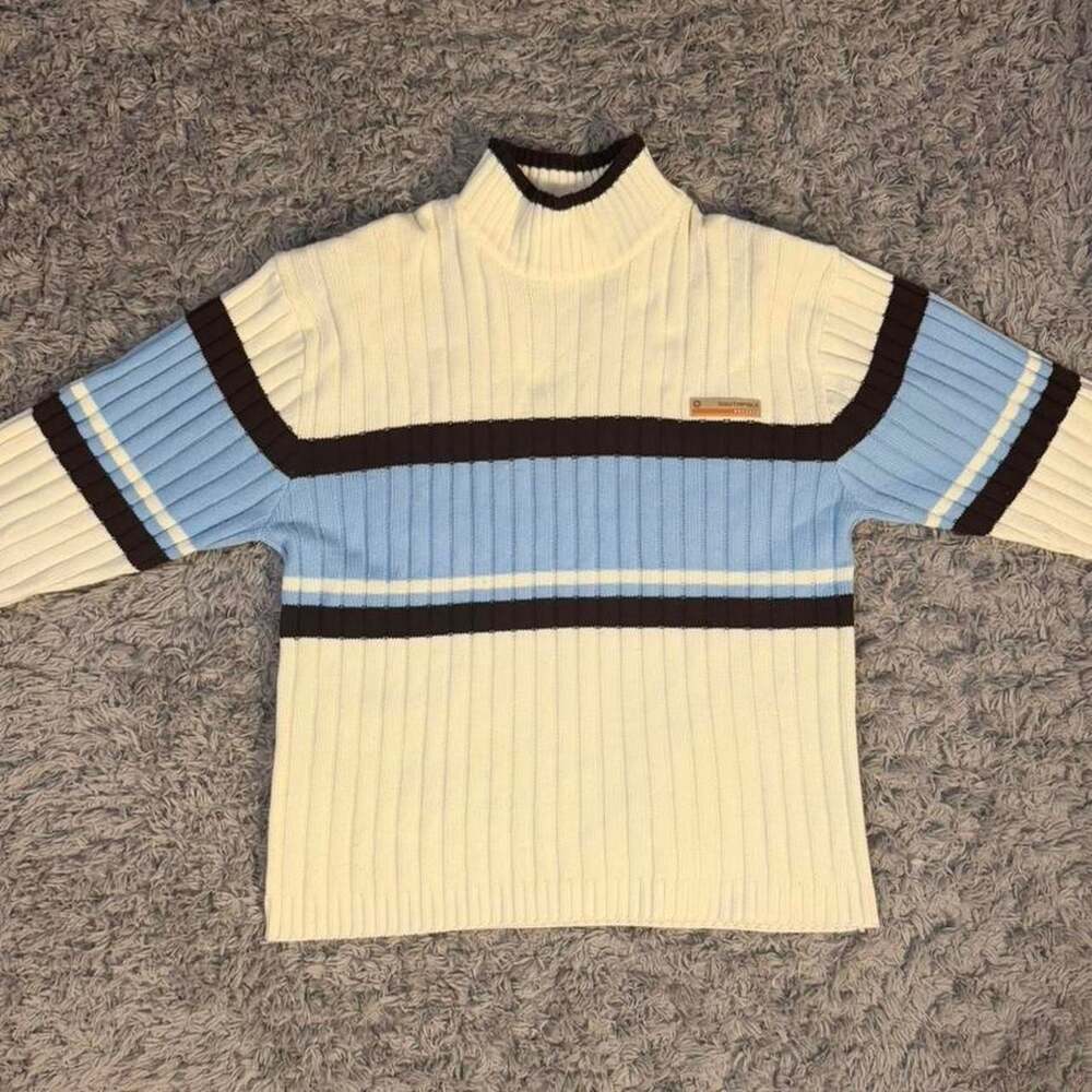 Southpole Striped Ribbed Mock Neck Sweater